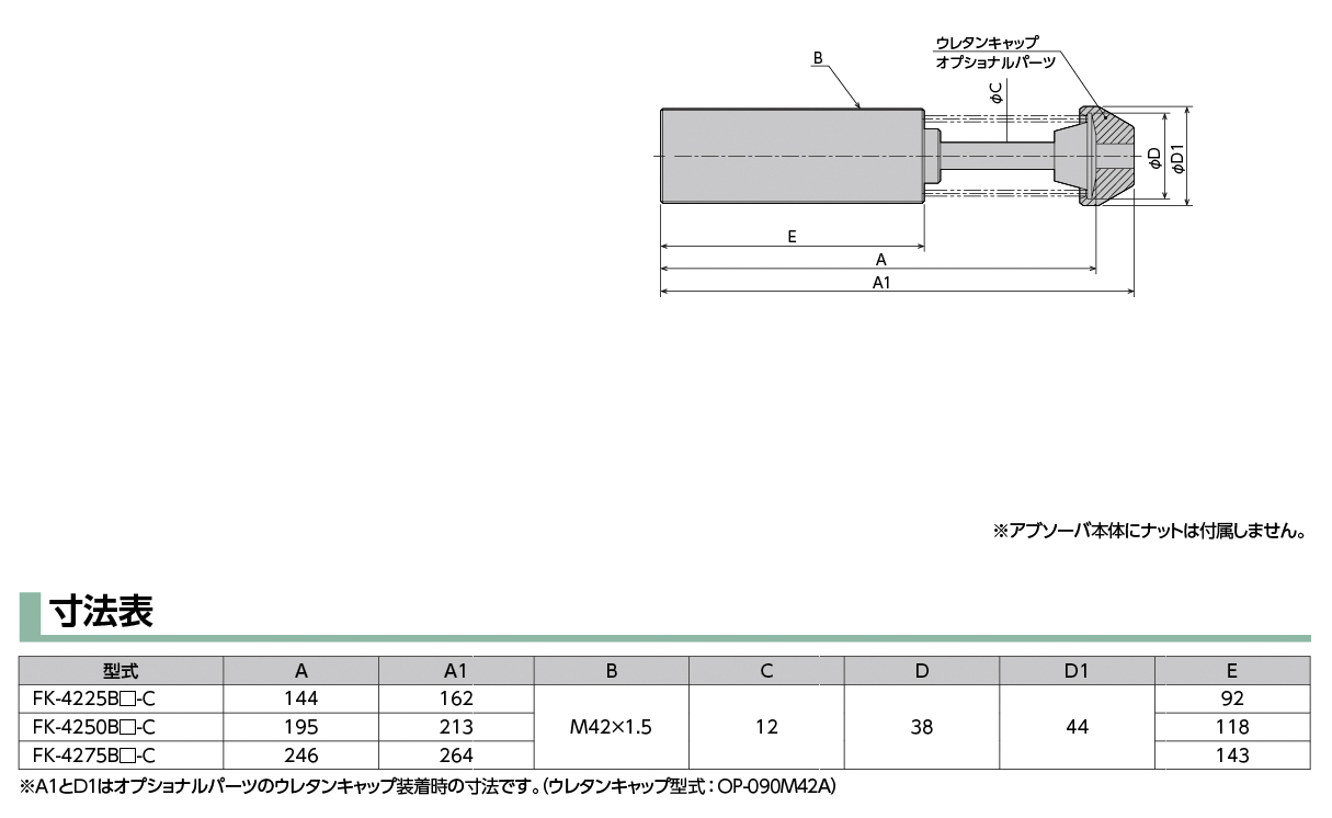 FK-4225B/4250B/4275Bシリーズ｜固定式アブソーバー｜ソフト